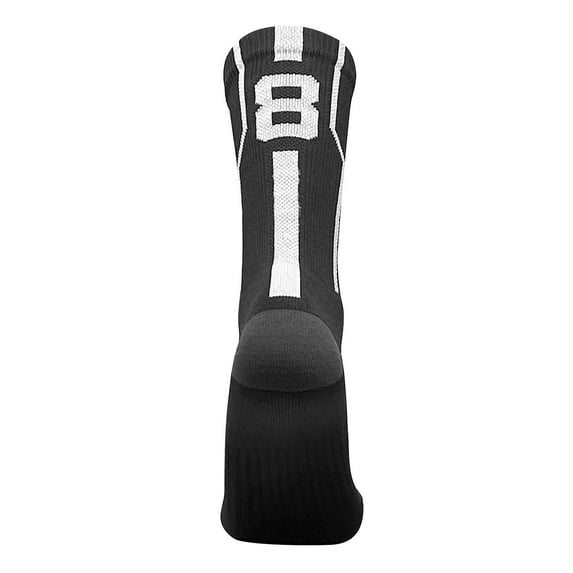 Mk Socks Player ID Jersey Number SINGLE Crew Sock - Black, White