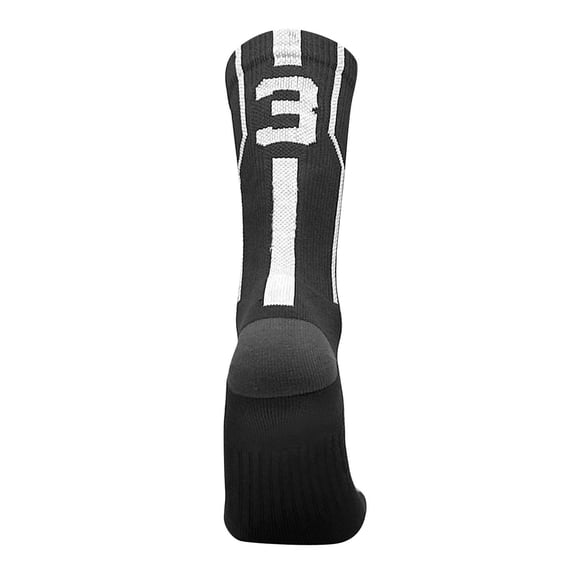 Mk Socks Player ID Jersey Number SINGLE Crew Sock - Black, White