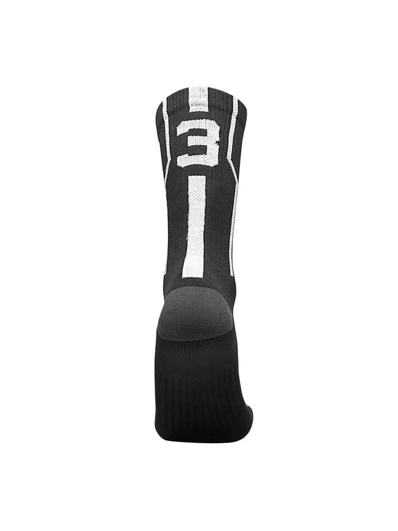 Player ID Jersey Number SINGLE Crew Sock - Black, White