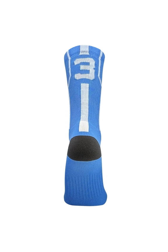 Player ID Jersey Number SINGLE Crew Sock - Columbia Blue, White (SINGLE-3, M)