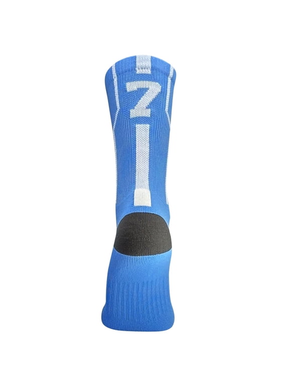 Player ID Jersey Number SINGLE Crew Sock - Columbia Blue, White (SINGLE-7, L)