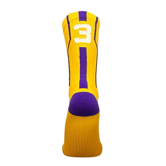 Mk Socks Player ID Jersey Number SINGLE Crew Sock - Columbia Blue, White