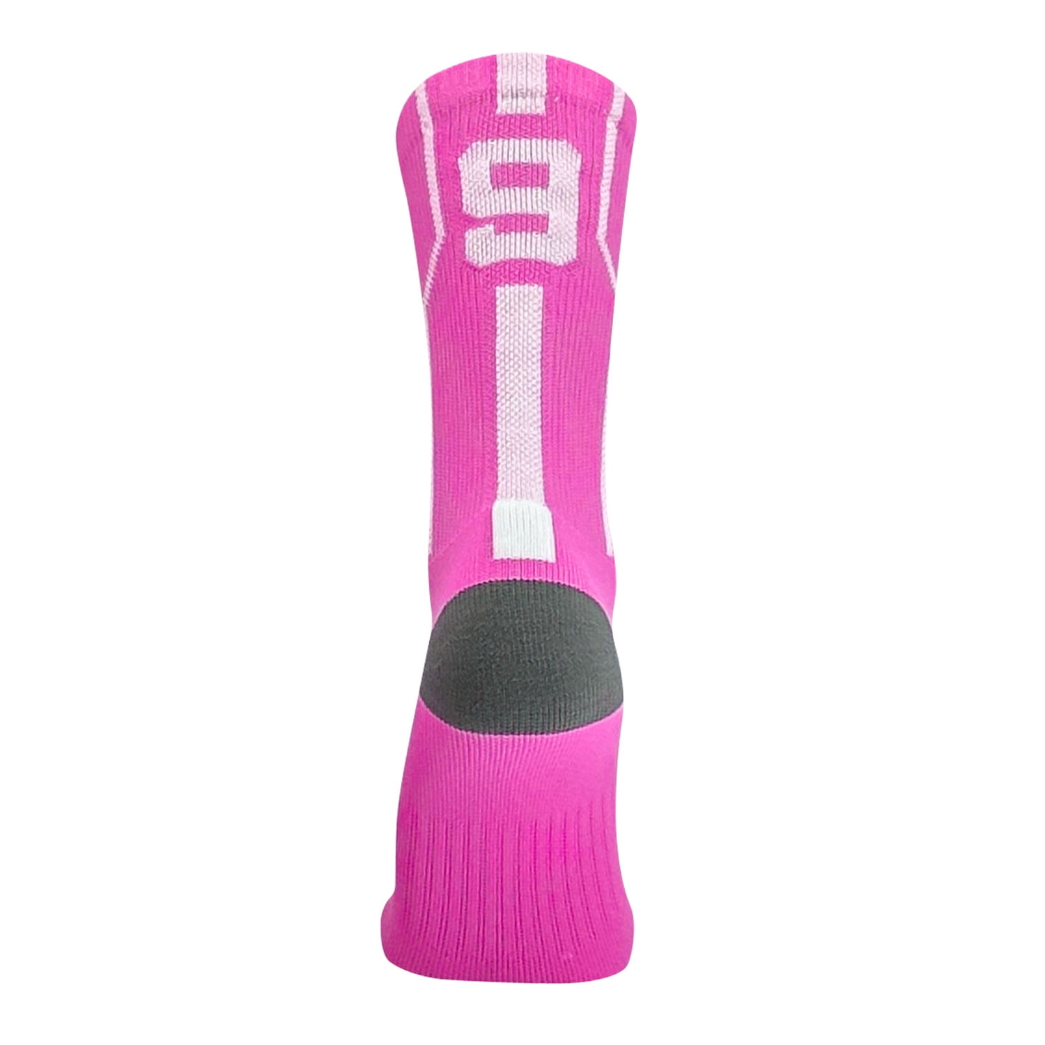 Mk Socks Player ID Jersey Number SINGLE Crew Sock - Hot Pink, White