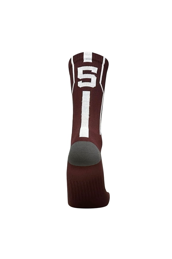 Player ID Jersey Number SINGLE Crew Sock - Maroon, White (SINGLE-5, L)