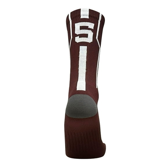 Mk Socks Player ID Jersey Number SINGLE Crew Sock - Maroon, White (SINGLE-5, S)