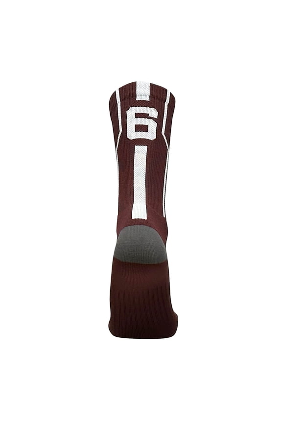 Player ID Jersey Number SINGLE Crew Sock - Maroon, White (SINGLE-6, L)