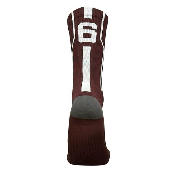 Mk Socks Player ID Jersey Number SINGLE Crew Sock - Maroon, White (SINGLE-6, S)