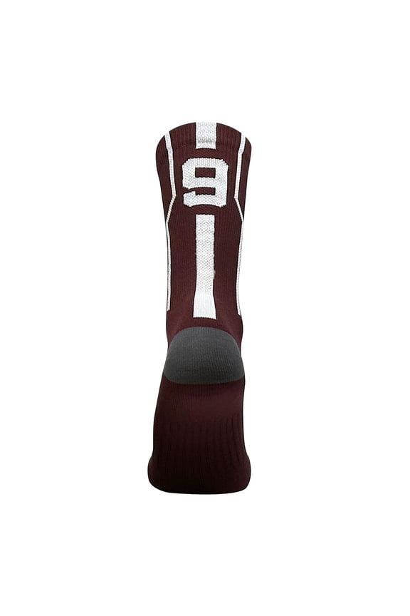 Player ID Jersey Number SINGLE Crew Sock - Maroon, White (SINGLE-9, L)