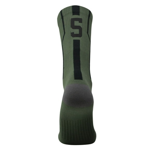 Mk Socks Player ID Jersey Number SINGLE Crew Sock - Military Green, Black (SINGLE-5, S)