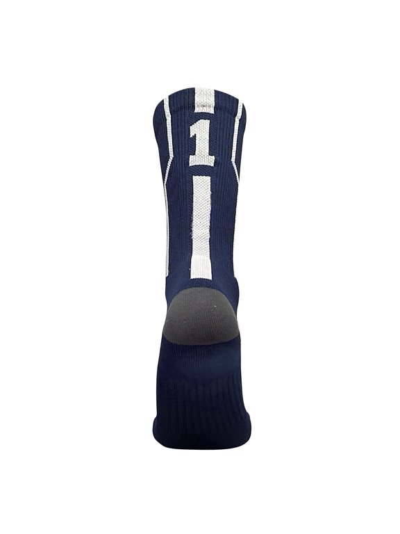 Player ID Jersey Number SINGLE Crew Sock - Navy Blue, White (SINGLE-1, S)