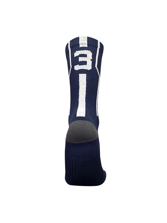 Player ID Jersey Number SINGLE Crew Sock - Navy Blue, White (SINGLE-3, M)