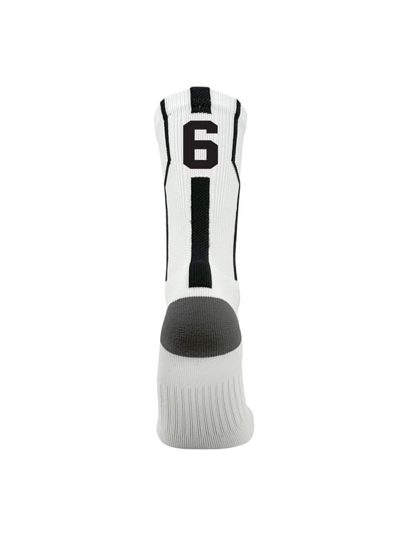 Player ID Jersey Number SINGLE Crew Sock - White, Black