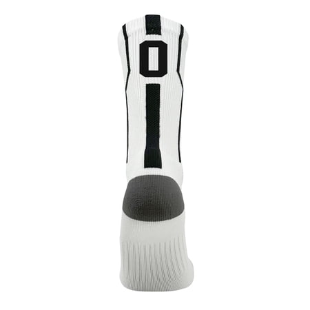 Mk Socks Player ID Jersey Number SINGLE Crew Sock - White, Black