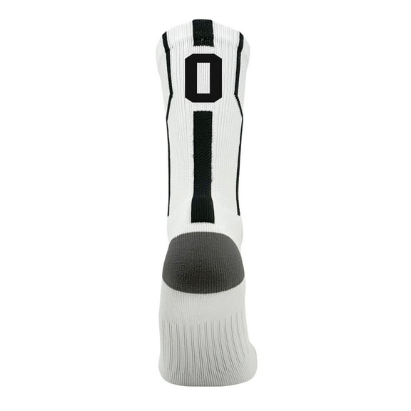 Mk Socks Player ID Jersey Number SINGLE Crew Sock - White, Black