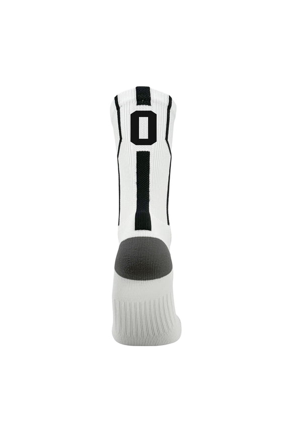 Player ID Jersey Number SINGLE Crew Sock - White, Black