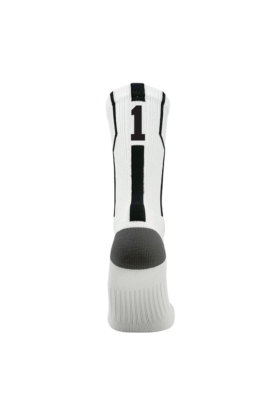 Player ID Jersey Number SINGLE Crew Sock - White, Black
