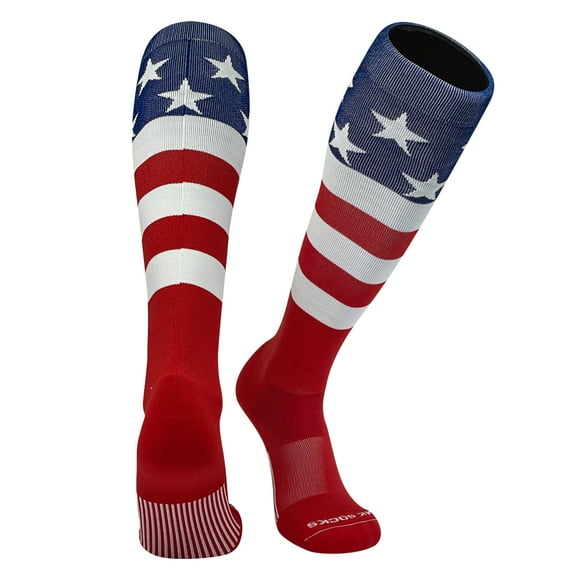 Mk Socks USA Flag Navy White Red Stars & Stripes Knee-High Long Sports Socks (M)