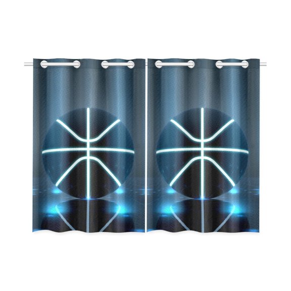 Mkhert Basketball Blackout Window Curtain Kitchen Curtain 26X39 Inch, 2 Panels