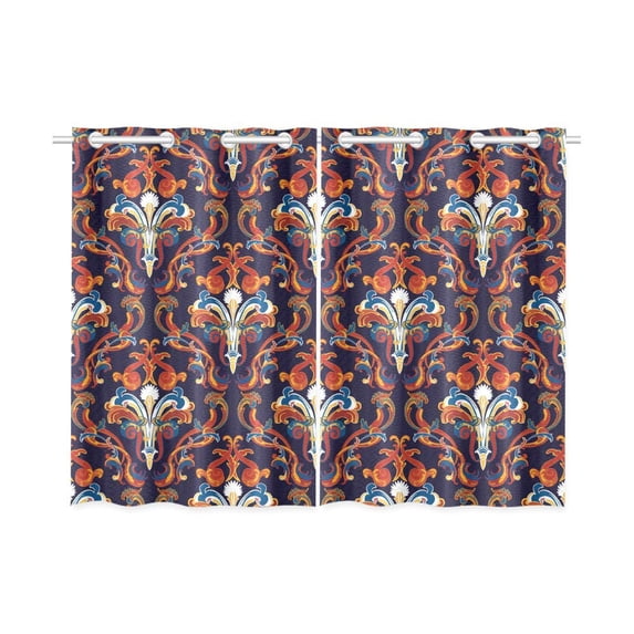 Mkhert Damask Pattern Blackout Window Curtain Kitchen Curtain 26X39 Inch, 2 Panels