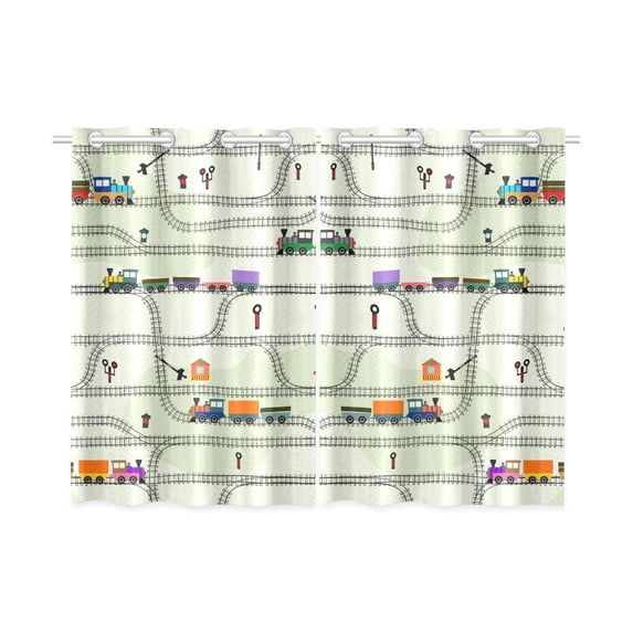 Mkhert Funny Kids With Railway Blackout Window Curtain Kitchen Curtain 26X39 Inch, 2 Panels