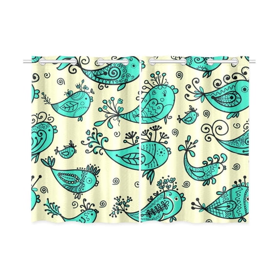 Mkhert Green Fishes Blackout Window Curtain Kitchen Curtain 26X39 Inch, 2 Panels