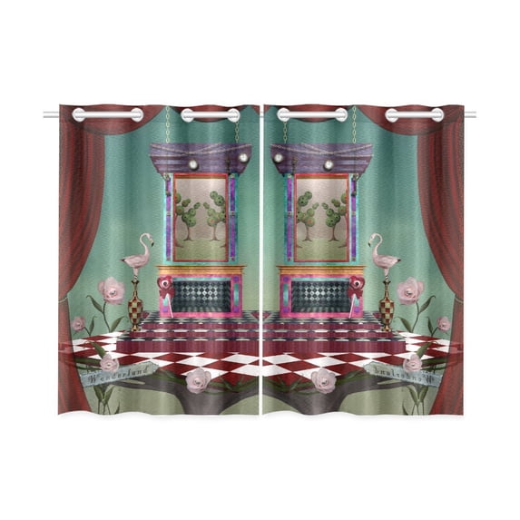 Mkhert Inspired Flamingo Blackout Window Curtain Kitchen Curtain 26X39 Inch, 2 Panels