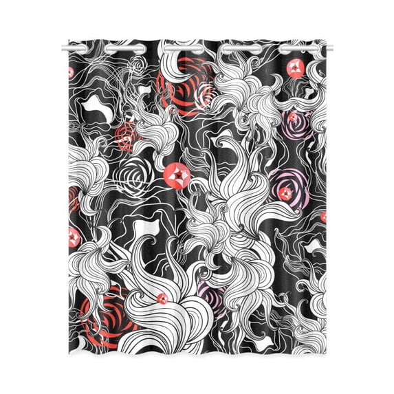 Mkhert Interesting Floral Blackout Window Curtain Kitchen Curtain 26X39 Inch, 2 Panels