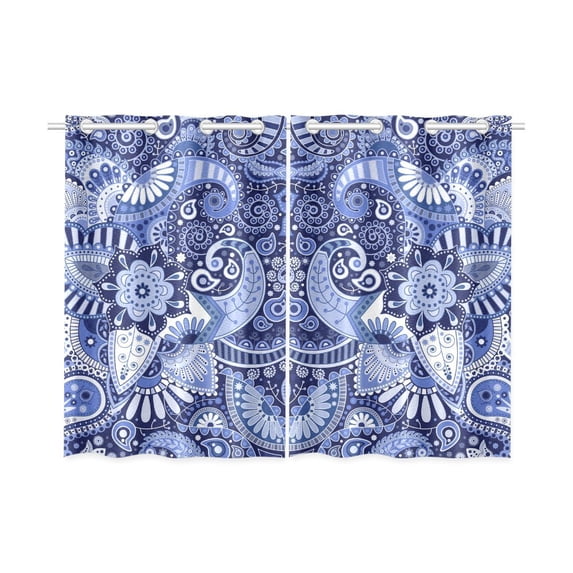 Mkhert Paisley Blackout Window Curtain Kitchen Curtain 26X39 Inch, 2 Panels