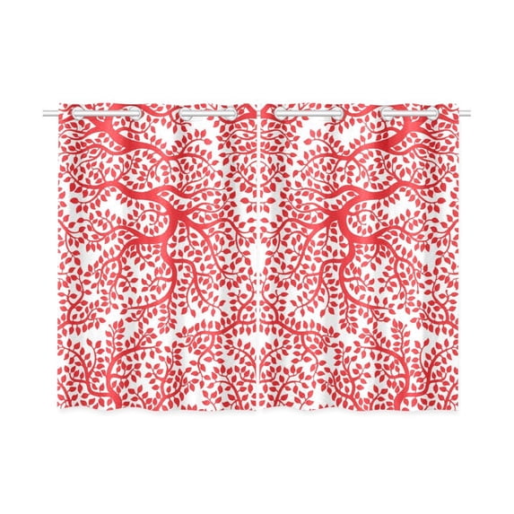 Mkhert Red Tree Blackout Window Curtain Kitchen Curtain 26X39 Inch, 2 Panels