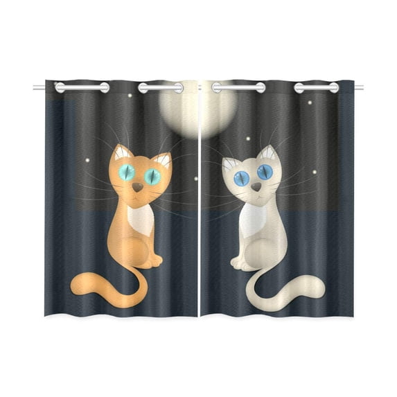 Mkhert Romantic Cats Blackout Window Curtain Kitchen Curtain 26X39 Inch, 2 Panels