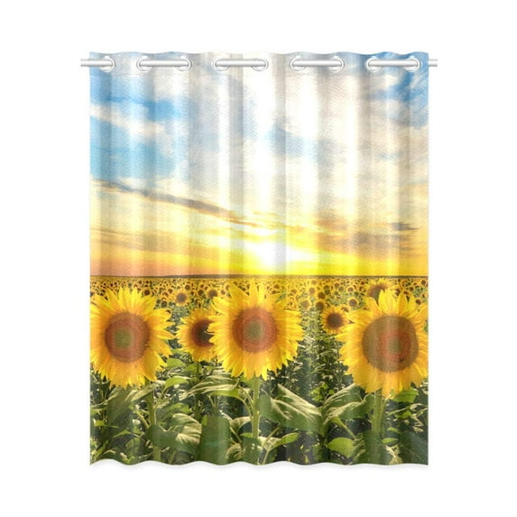 Mkhert Sunflowers Sunset Blackout Window Curtain Kitchen Curtain 26X39 Inch, 2 Panels