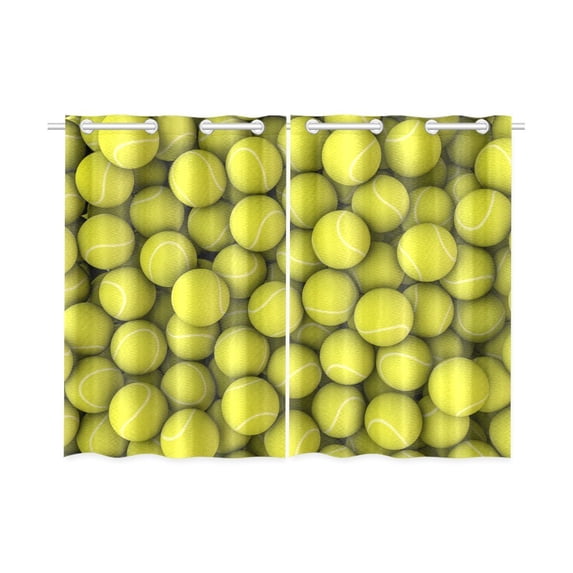 Mkhert Tennis Balls Blackout Window Curtain Kitchen Curtain 26X39 Inch, 2 Panels
