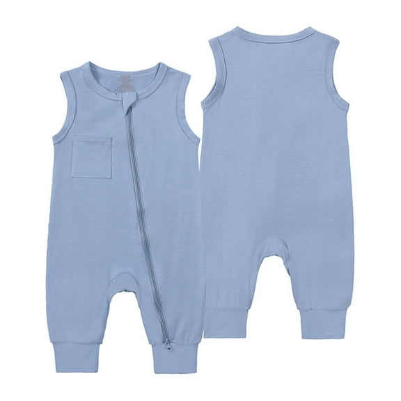 Mkndvns Baby Rompers Footless Pajamas Zipper Sleeveless Sleeper Jumpsuit Homewear Soft