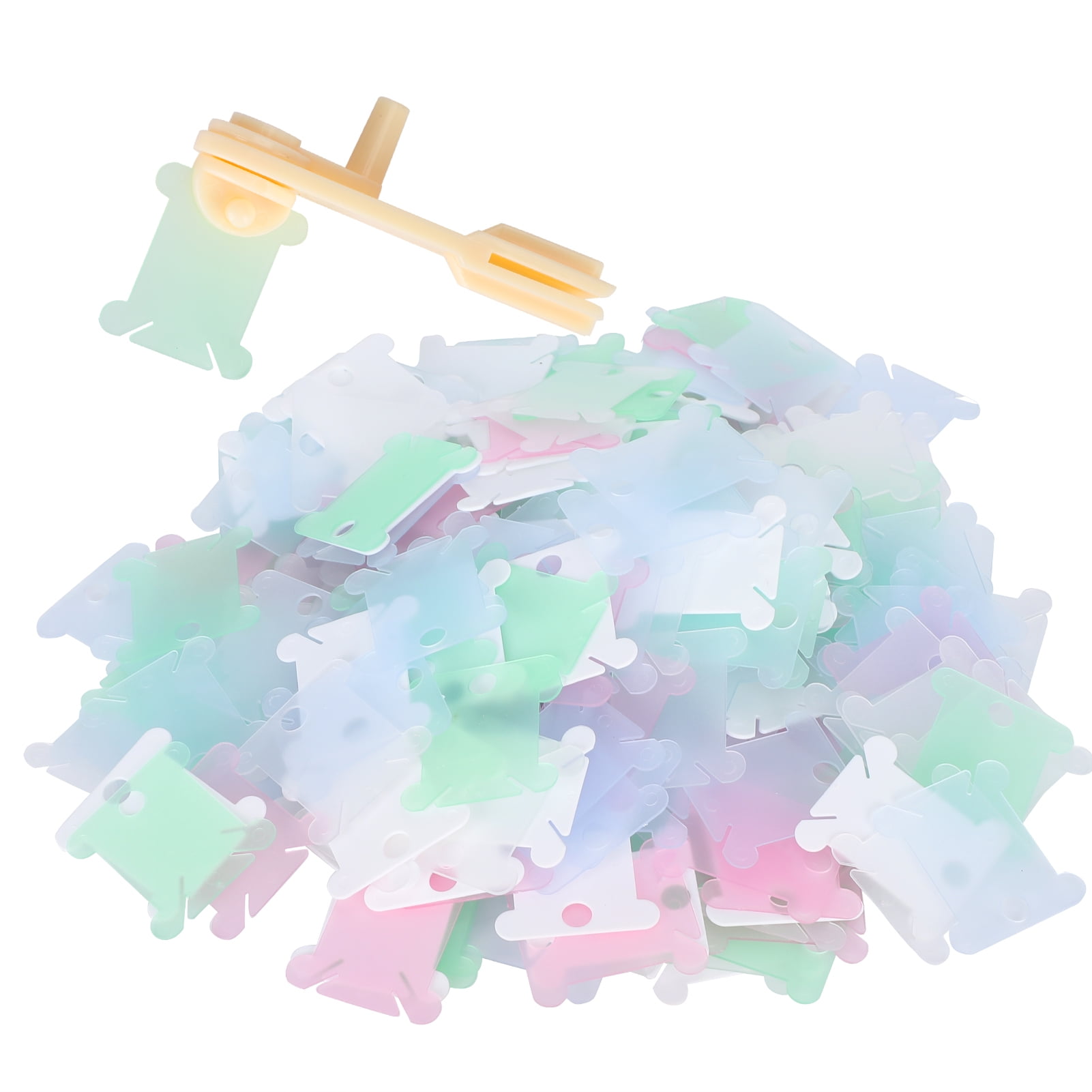 Mkoaceer 240Pcs Plastic Floss Bobbins,Floss Bobbin Card DIY Transparent