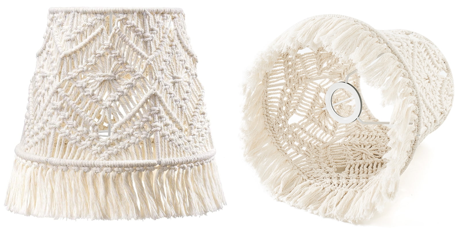 Mkono 1Pcs UNO Light Shade for Table Lamp of E26/E27 Light Socket Macrame Lamp Shade Boho Modern Handmade Woven Light Cover