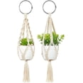 thumbnail image 1 of Mkono 2 Pack Mini Macrame Plant Hangers with Artificial Succulent Plants Decorations Cute Hanging Boho Decor for Wall Entryway Home Office Car Accessories Gifts for Plant Lover, White, 1 of 6