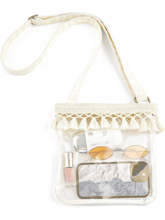 Clear Bag Stadium Approved, Boho Concert Purses for Women Cute Crossbody Festival Bag