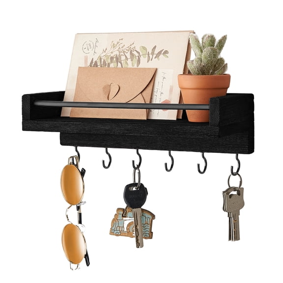 Vophios Key Holder for Wall Small Wood Floating Shel 3.5"x9.5"