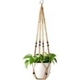 thumbnail image 1 of Mkono Macrame Plant Hanger Indoor Jute Hanging Planter Basket with Wood Beads Decorative Flower Pot Holder No Tassels 35 Inch, Brown, Set of 1 (POTS NOT Included), 1 of 6