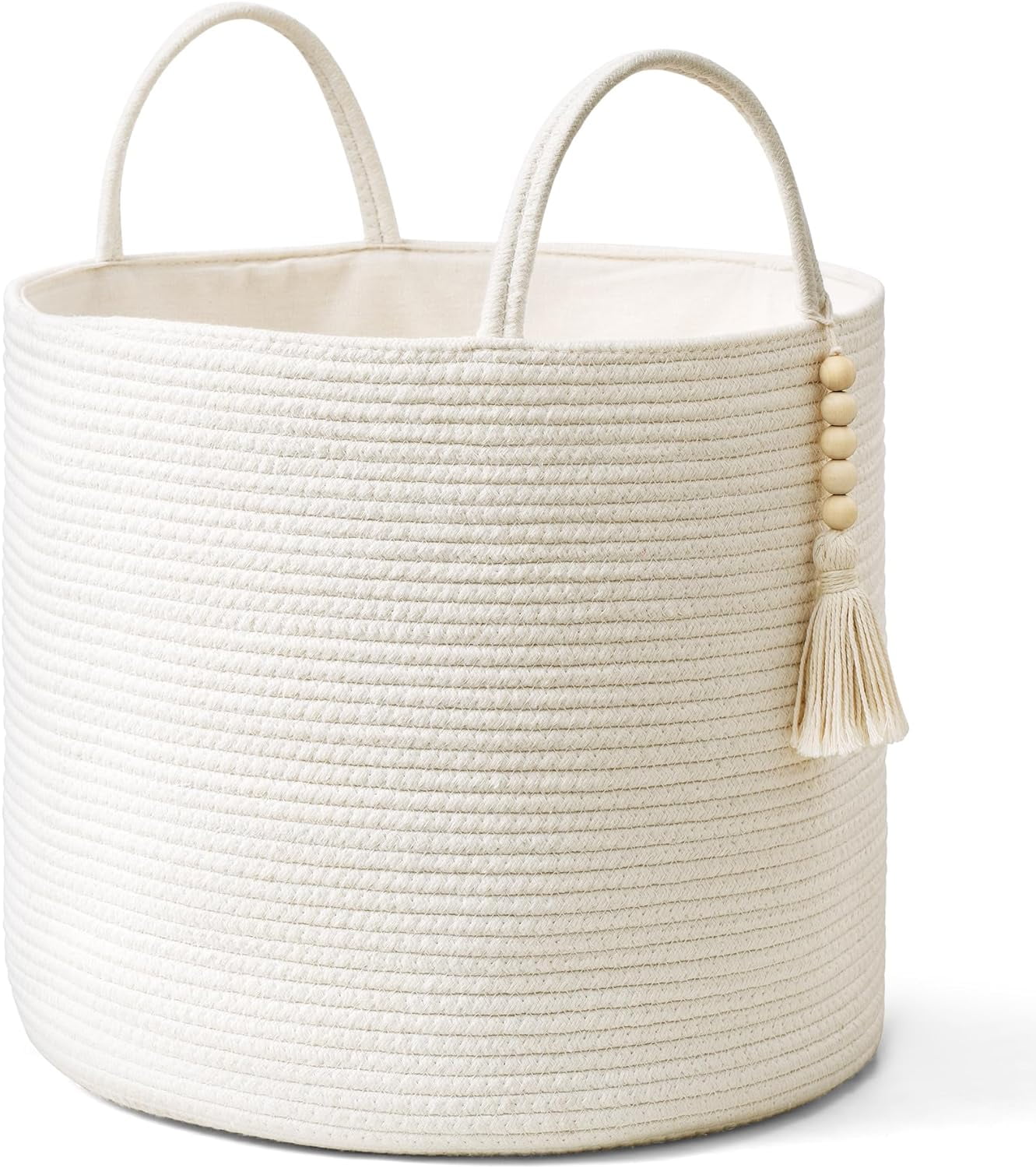 Mkono Woven Cotton Rope Storage Basket, Handles