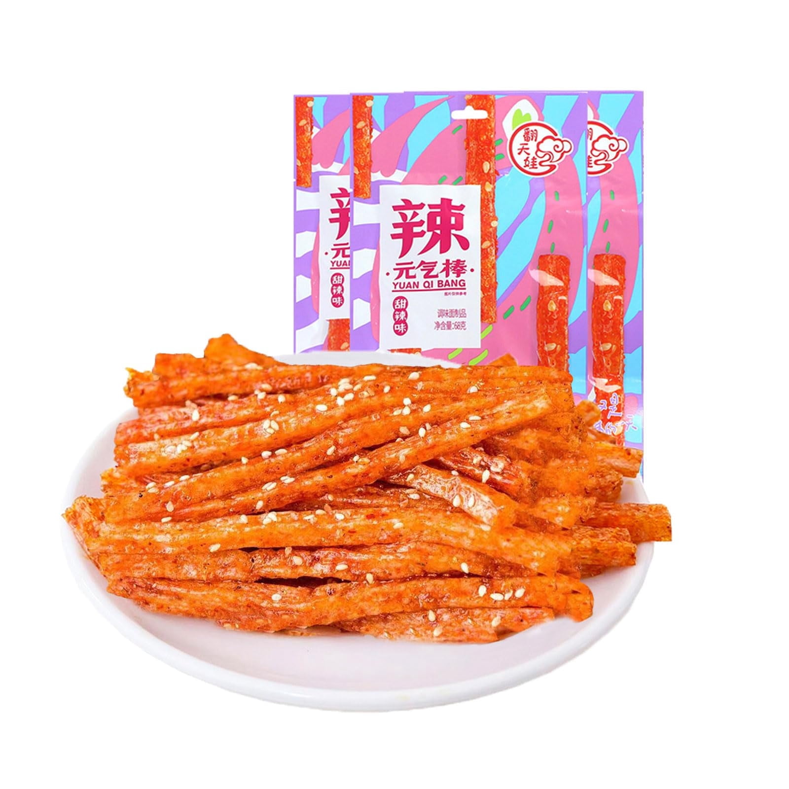 Mkostlich Latiao Spicy Strips, OKA4&nbsp;Pack of 3, Gluten Latiao Sweet and Spicy, Spicy Chinese Snacks, Latio Spicy Sticks, Lataio Latio for Office, Casual Snack (2.39oz/Pack)