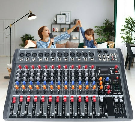 Mkyiongou 12 Channels USB Bluetooth Live Studio Audio Mixer Power Mixing Console Board