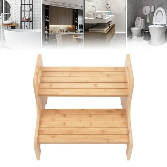 Mkyiongou 2 Layers Wood Color Stool Bamboo High Bed Bed Step Adults Stair Ladder Stools Benches Home