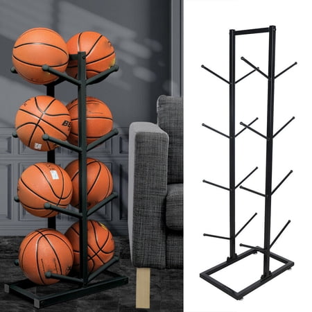 Mkyiongou 4 Tier 8 Ball Sports Ball Organizer Storage Holder Rack Display for Gym, Garage