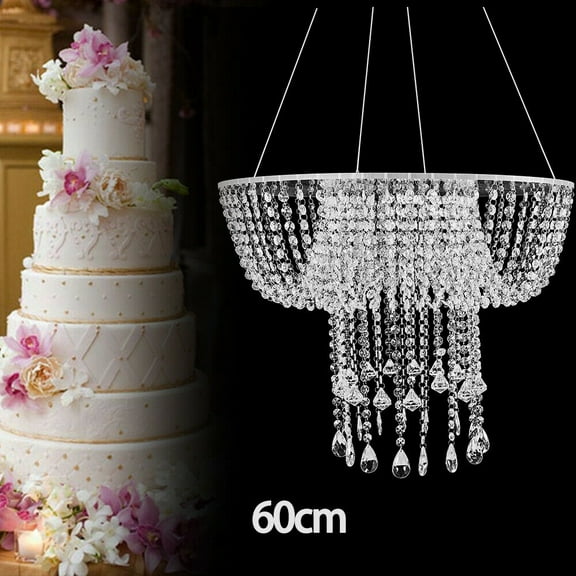 Mkyiongou Crystal Wedding Party Cake Chandelier Swing Cake Stand 60cm Holder Hanging Rack