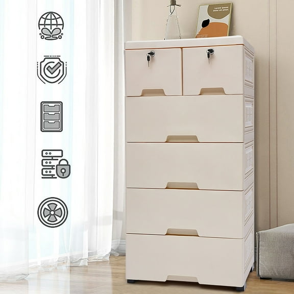 Mkyiongou Large Capacity Chest of Drawers Storage Cabinet with 6 Drawers Dresser Organizer