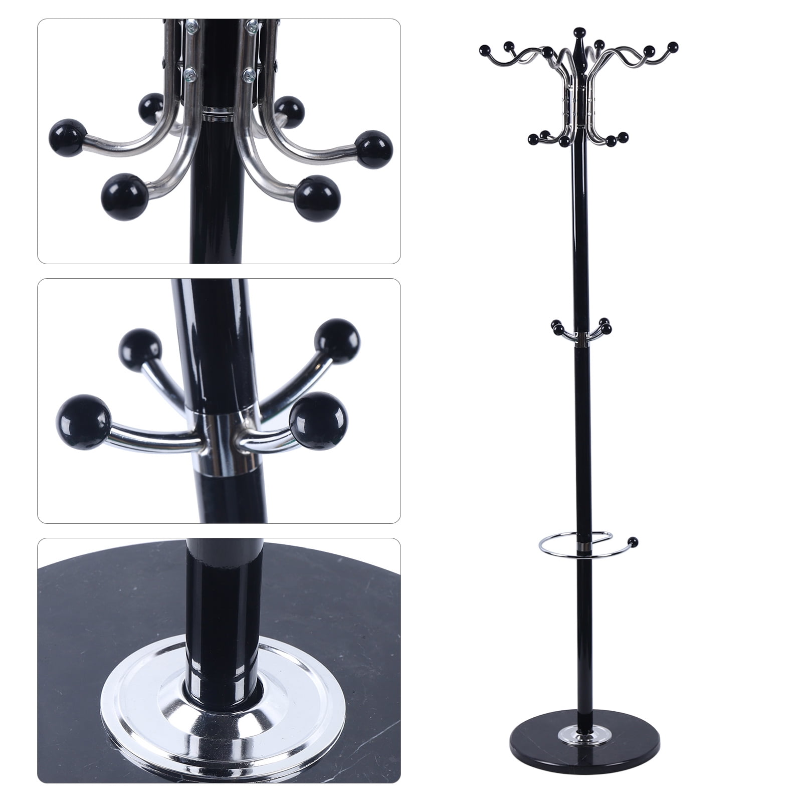 Mkyiongou Metal Free Standing Coat Rack with 4 Levels and 16 Hooks