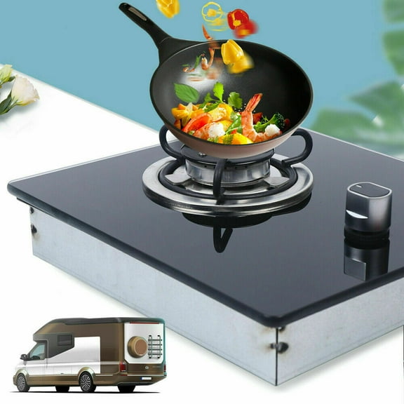 Mkyiongou RV Caravan Camper Stainless LPG Gas Stove Hob Single Burner Tempered Glass