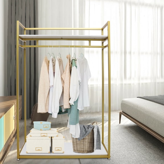Mkyiongou Storage Garment Stand Closet Organizer Metal Freestanding Garment Rack Home Deco