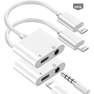 [Apple MFi Certified] 2 Pack Lightning to 3.5mm Headphones Jack Adapter for  iPhone, 2 in 1 Charger +Aux Audio Splitter Dongle Adapter for iPhone